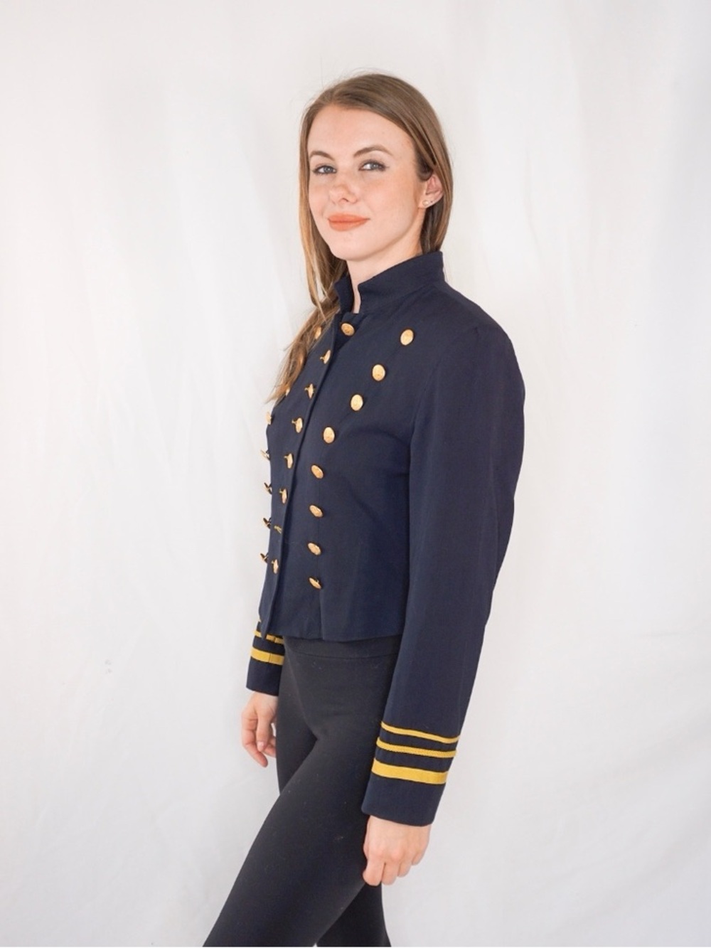 Karen Kane Vintage Military-Style Women's Jacket with Gold Buttons - Picture 4 of 11